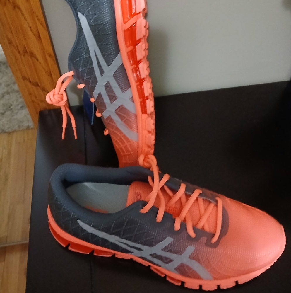 ASICS Gray and Orange Running Shoes